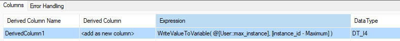 Derived Column WriteValueToVariable